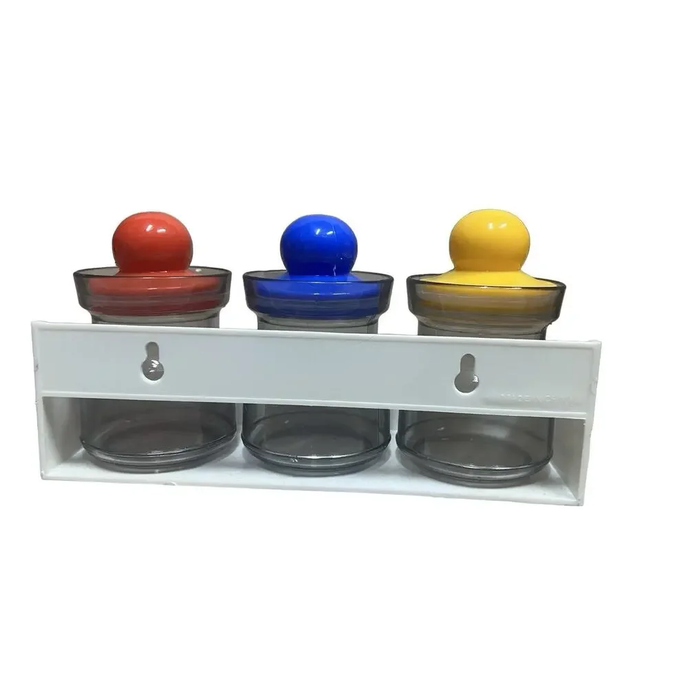 Vintage 70s 80s Retro Small Plastic kitchen Office shelf w/ Jars Containers